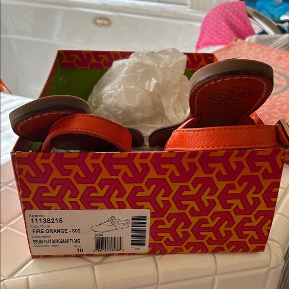 Tory Burch Selma Sandals-Fire Orange - Picture 3 of 3